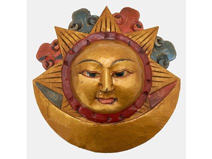 Maska dřevo Slunce a měsíc 20 cm