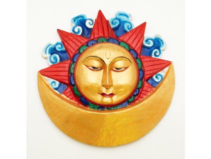 Maska dřevo Slunce a měsíc 39 cm