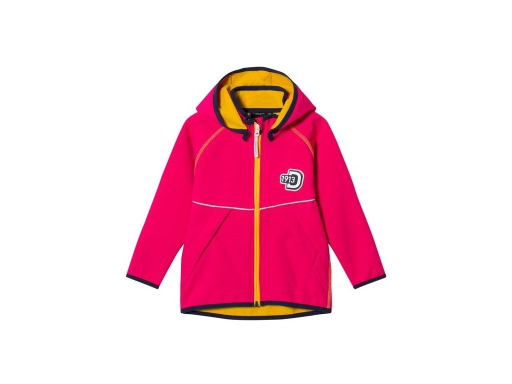 Kvalitní dětská prodyšná jarní softshellová bunda s kapucí a reflexními prvky Didriksons Elman v růžové barvě