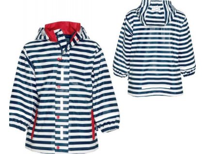 Kvalitní dětská nepromokavá jarní bunda (pláštěnka) s kapucí a reflexními prvky Playshoes v námořním stylu