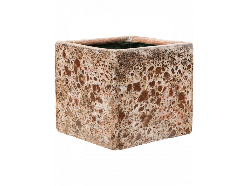 Moderní keramický květináč Baq Lava, Cube relic pink (glazed inside)