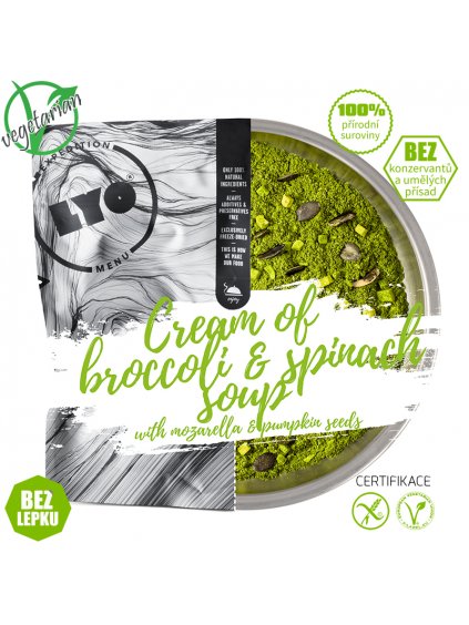 LYOfood Krémová brokolicová polévka se špenátem, mozzarellou a dýňovými semínky - 60 g