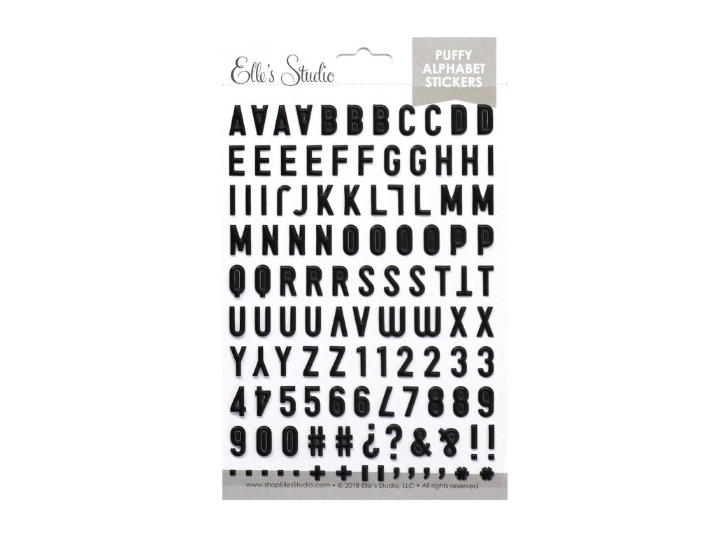 EllesStudio December2018 Black Puffy Alphabet Stickers