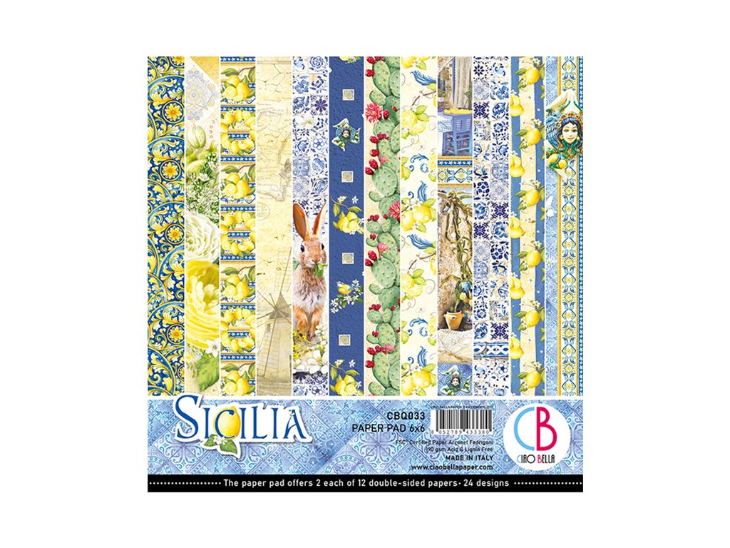 Sada oboustranných papírů Sicilia 15x15cm