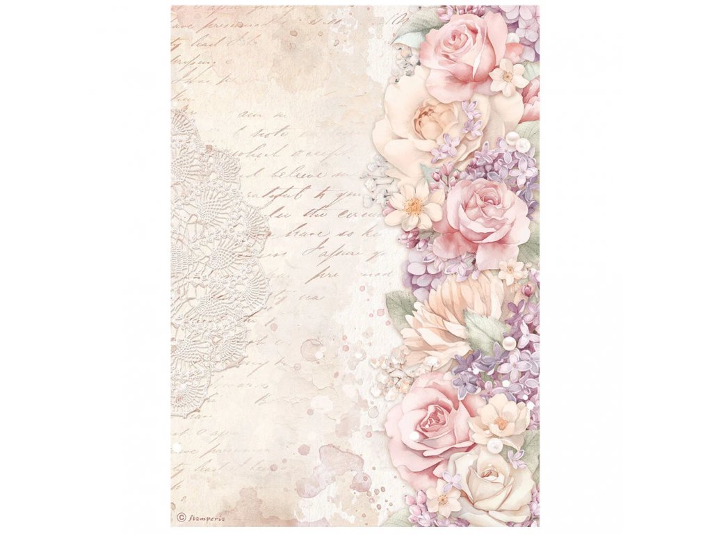stamperia romance forever a4 rice paper floral bor