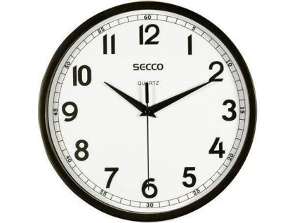 Nástěnné hodiny, černá, 24,5 cm, SECCO