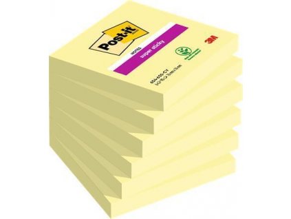 Samolepicí bloček "Super Sticky", žlutá, 76 x 76 mm, 6x 90 listů, 3M POSTIT 7100263706