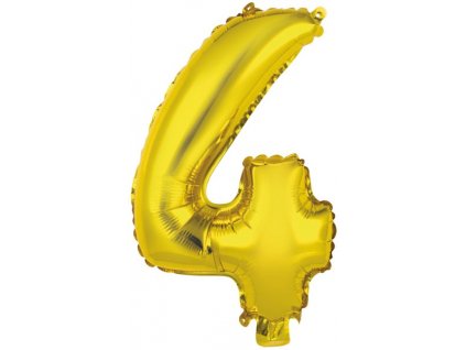 Balónek fóliový narozeniny číslo 4 zlatý 35 cm