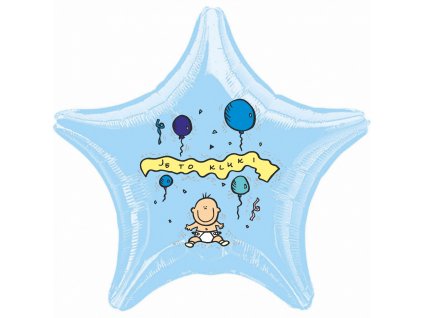 4786 balonek foliovy svetle modra hvezda je to kluk balonky cz