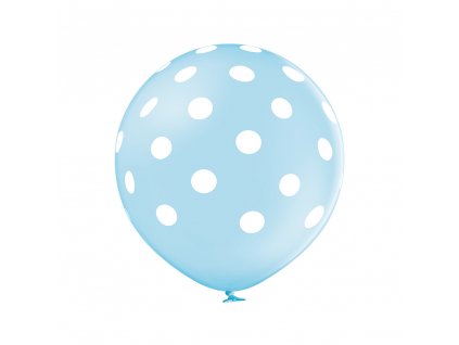 9613 balonek svetle modry s potiskem bile tecky velky 60 cm belbal