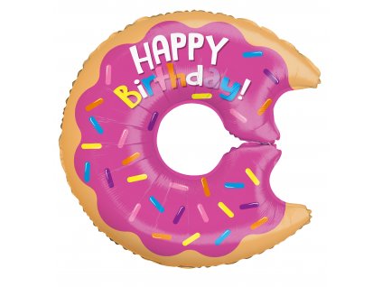 Balónek fóliový donut Happy Birthday