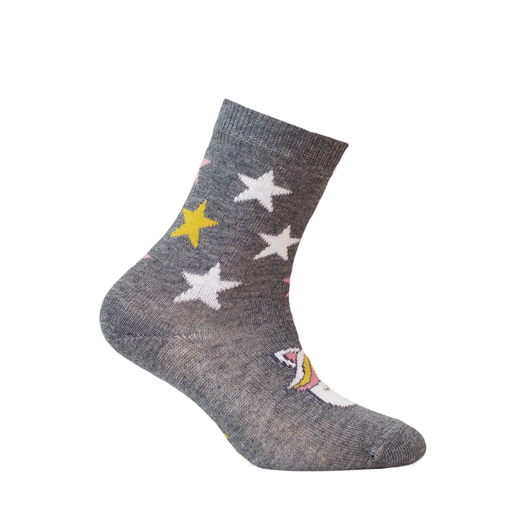 Dievčenské ponožky s obrázkom WOLA JEDNOROŽEC šedé