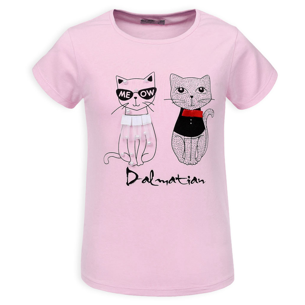 Dievčenské tričko GLO STORY CATS ružové