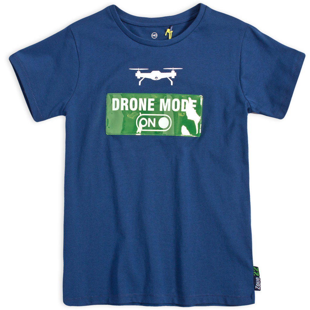 Chlapčenské tričko z bio bavlny LEMON BERET DRON MODE modré