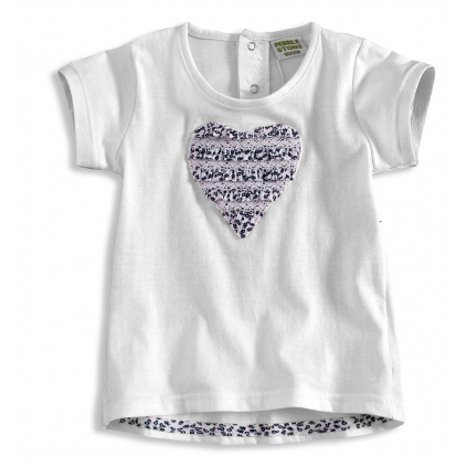 Dojčenské dievčenské tričko PEBBLESTONE SRDCE biele