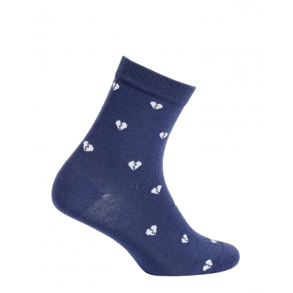 Dievčenské ponožky vzor WOLA SRDIEČKA modré