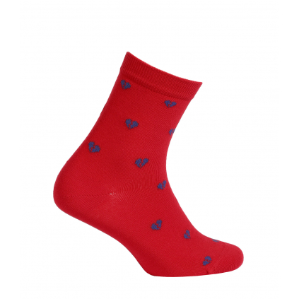 Dievčenské ponožky vzor WOLA SRDIEČKA červené