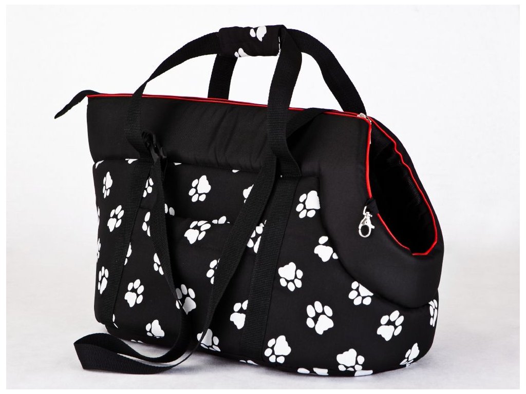 Taška pro psa cestovní - černá a packy