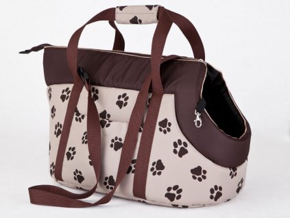 Taška pro psa cestovní - béžová packy