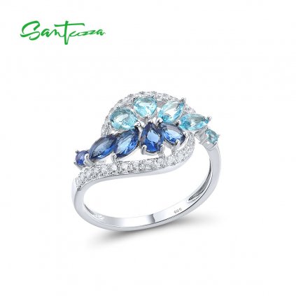 Masivní prsten ze stříbra s modrými kamínky FanTurra