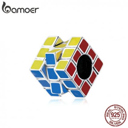 Rubikova kostka barevný přívěsek ze stříbra SCC1640 LOAMOER