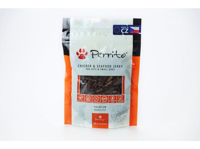 Perrito Chicken & Seafood jerky for cats 100g