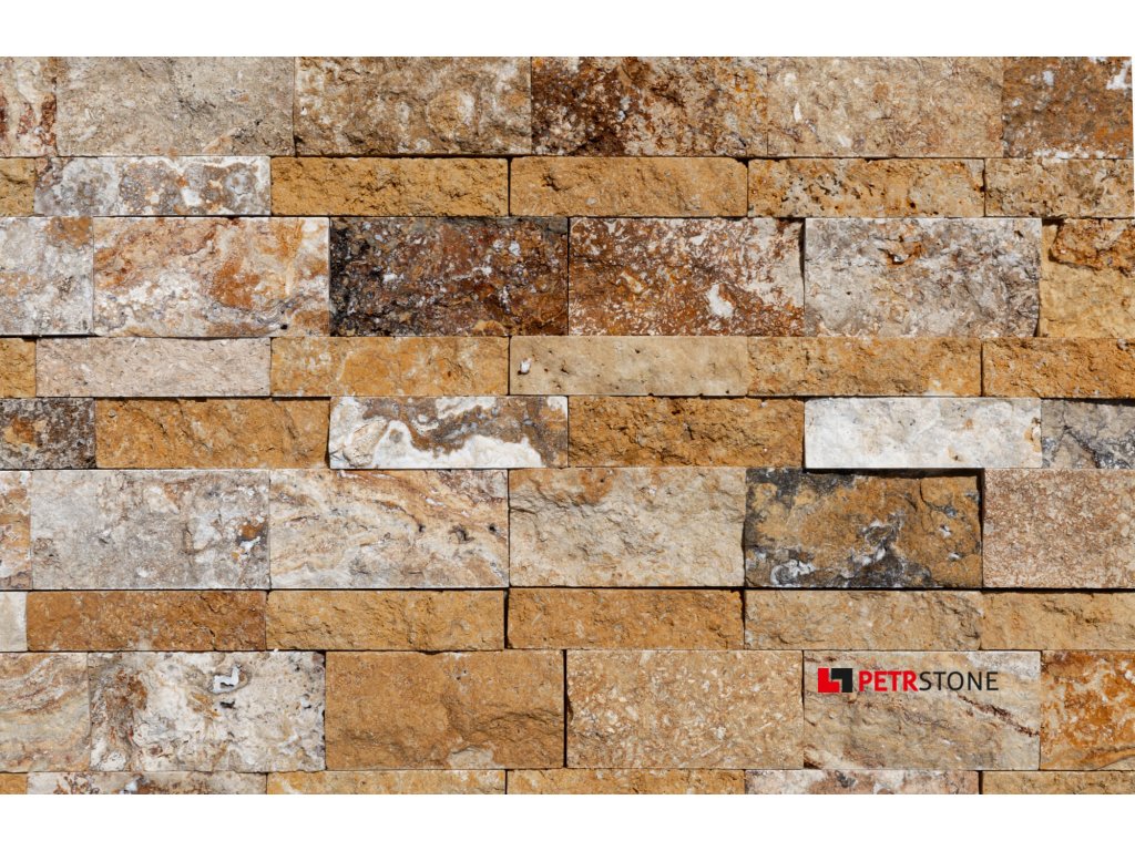 20107184 Scabos Travertine Splitface Ledger Panel Stacked Stone close view 2S3A2649