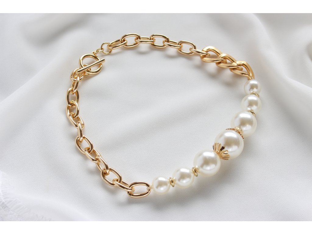 18909 perlovy nahrdelnik gold pearls