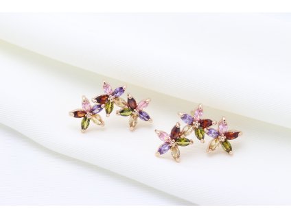 Crystal Quality náušnice Flowers Rose Gold