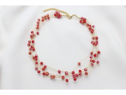 Červený korálkový náhrdelník Lora