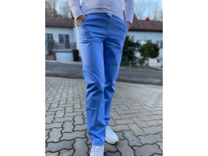 Zdravotnické kalhoty světle modré s elastanem