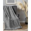 Bavlněná deka s třásněmi - Listy Tmavě šedé