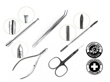 Professional Tools Set - Pusher, Nippers, Tweezeers, Scissors, Spatula