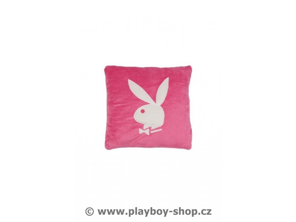 Čtvercový polštář růžový s bílým zajíčkem