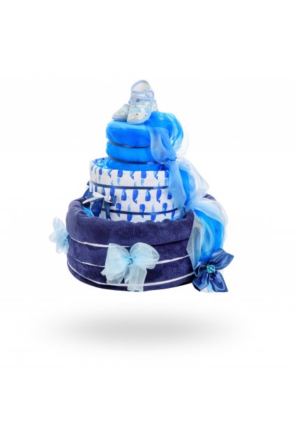 Třípatrový plenkový dort pro chlapce – tmavě modrá1