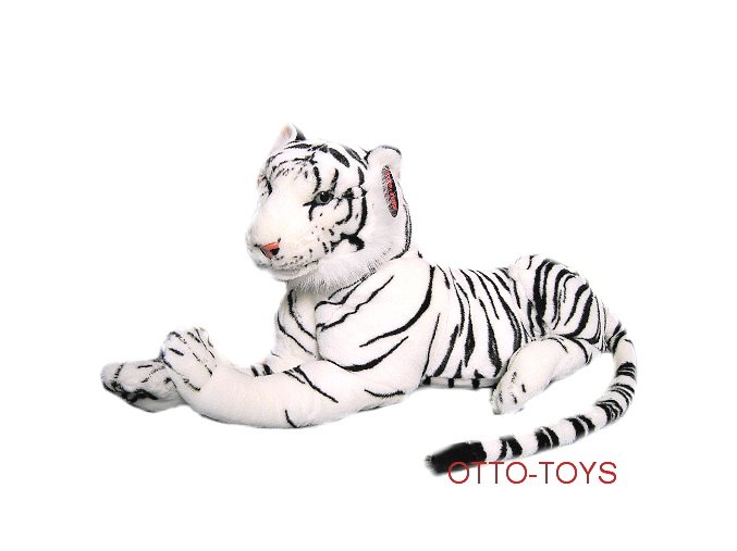 Plyšový tygr bílý ležící