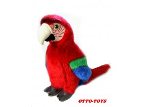 velký červený plyšový papoušek