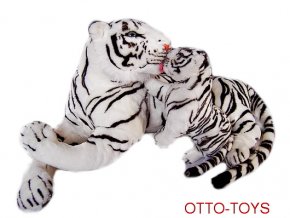 Velký plyšový tygr bílý s mládětem