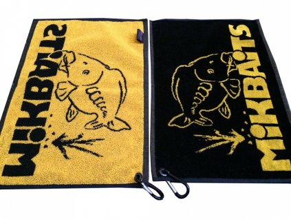 Propagační předměty - Mikbaits ručník černo žlutý s karabinou