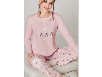 Infiore 651430 růžové dámské pyžamo dlouhé