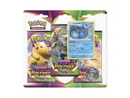 Pokémon TCG Sword & Shield Vivid Voltage 3 Booster Packs Coin & Vaporeon Promo Card