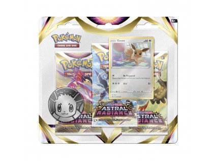 Pokémon TCG Sword & Shield Astral Radiance 3 Booster Packs Coin & Eevee Promo Card