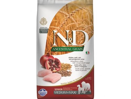 Farmina N&D dog AG senior medium & maxi, chicken, spelt, oats & pomegranate 2,5 kg