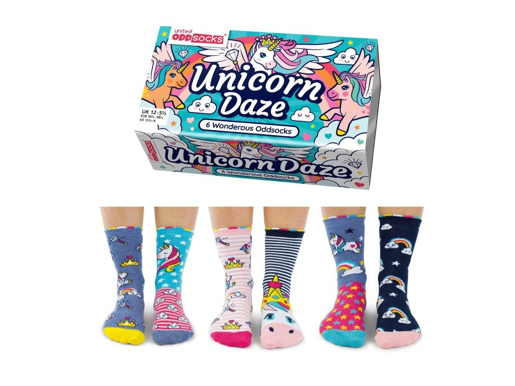 50343 2 detske vesele ponozky unitedoddsocks unicorn daze