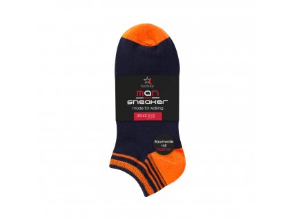 Pánske 4 páry členkových ponožiek z bavlny Modro Oranžové