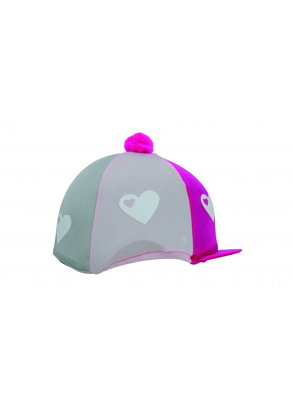 27443 Hy Equestrian Glitter Hearts Hat Cover Hot Pink´ÇóPink´ÇóSilver