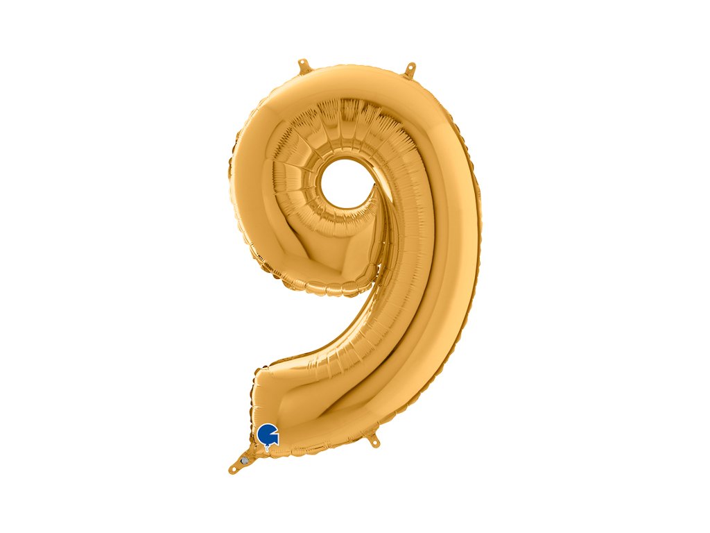 Balonek číslice 9 zlatá (66cm)