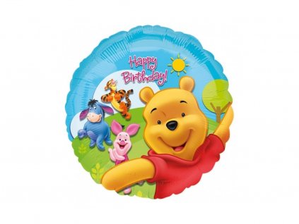 Fóliový balonek Medvídek Pú šťastné narozeniny 45cm