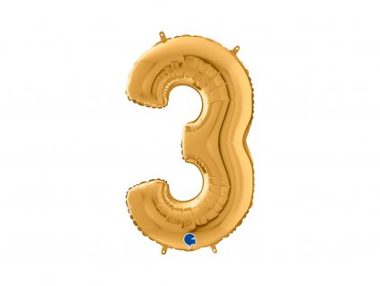 Balonek číslice 3 zlatá (66cm)