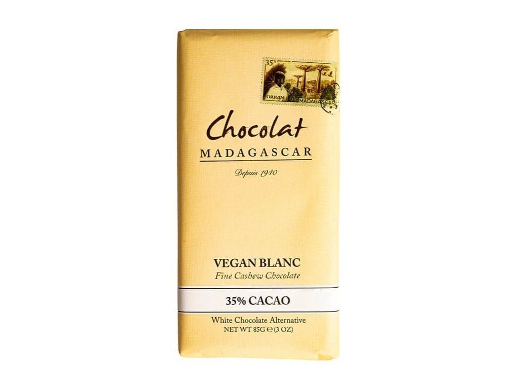 35% bílá 'fine' čokoláda s kešu mlékem a 2,25x více kakaa, údolí Sambirano
